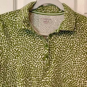 Liz Claiborne Medium Modern Fit Short Sleeve Shirt w/ Collar Brushstroke Pattern
